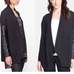 Eileen Fisher Yak Merino Blend Open Cardigan Black